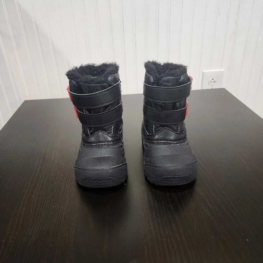 Boy's Toddler Winter Snow Boots Faux Fur Lined Wonder Nation Black and Red Sz 6